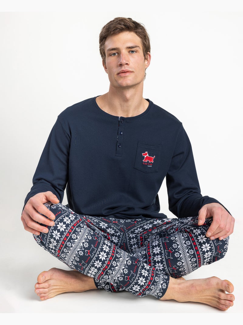 ADMAS Pijama Manga Larga Tapeta Lou Lou Cold para Hombre Azul marino - Kiabi