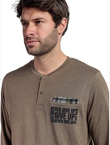 ADMAS Pijama Manga Larga Tapeta Never Give Up para Hombre