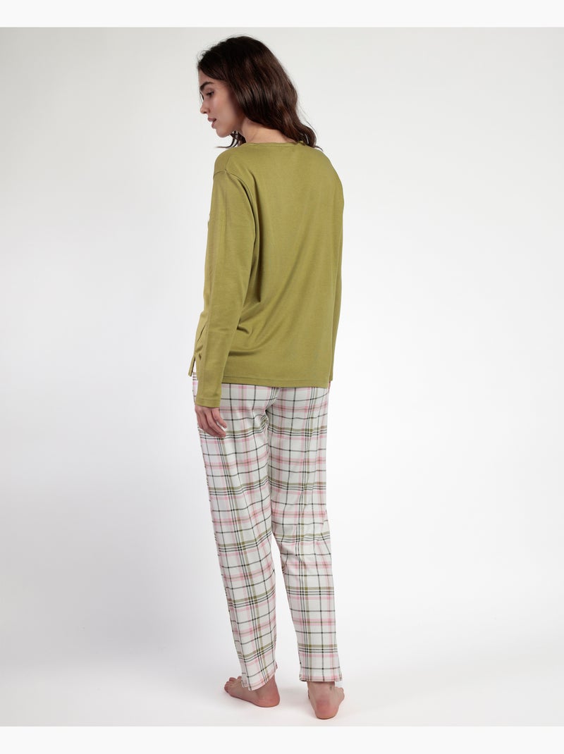 ADMAS Pijama Manga Larga Tapeta Smile Everyday para Mujer Verde oliva - Kiabi