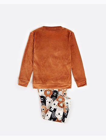 ADMAS Pijama Manga Larga Velvet Bear Family para Niña