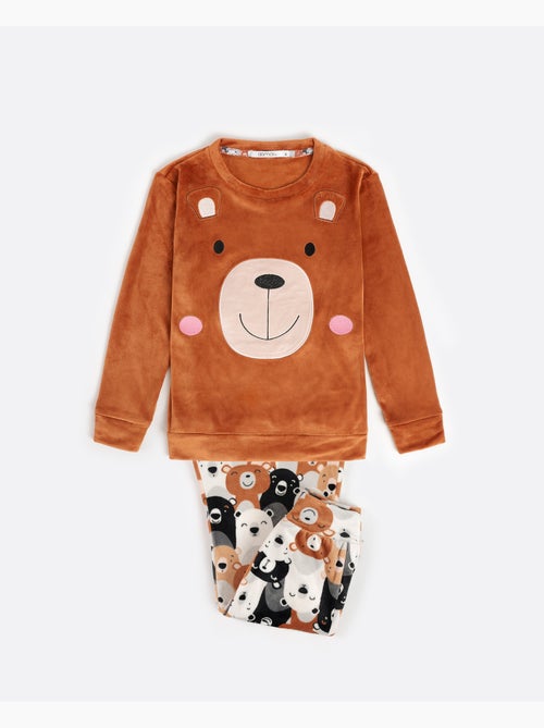 ADMAS Pijama Manga Larga Velvet Bear Family para Niña - Kiabi ADMAS Pijama Manga Larga Velvet Bear Family para Niña - Kiabi