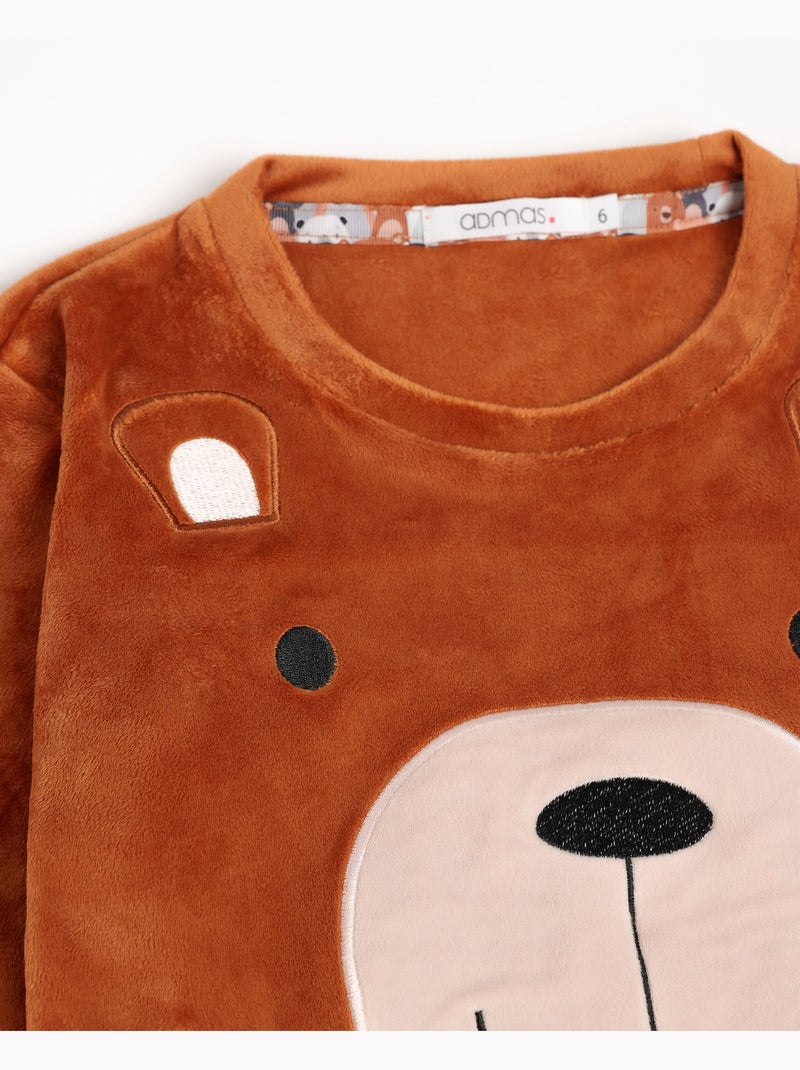 ADMAS Pijama Manga Larga Velvet Bear Family para Niña Marrón - Kiabi