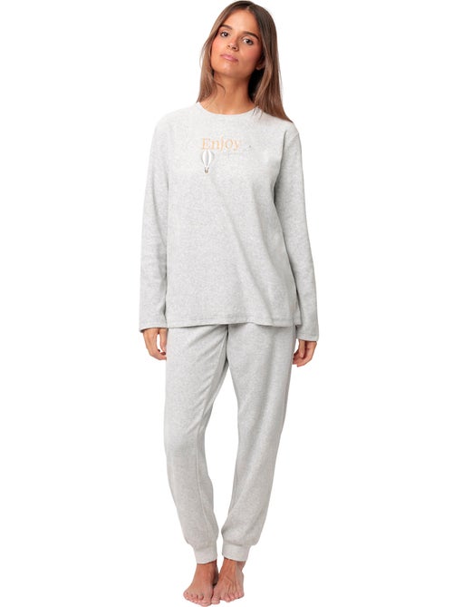 ADMAS Pijama Manga Larga Velvet Enjoy Every Moment para Mujer - Kiabi ADMAS Pijama Manga Larga Velvet Enjoy Every Moment para Mujer - Kiabi