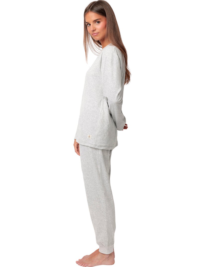 ADMAS Pijama Manga Larga Velvet Enjoy Every Moment para Mujer Gris - Kiabi