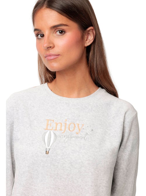 ADMAS Pijama Manga Larga Velvet Enjoy Every Moment para Mujer - Kiabi ADMAS Pijama Manga Larga Velvet Enjoy Every Moment para Mujer - Kiabi