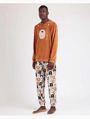 ADMAS Pijama Manga Larga Velvet Family Bear para Hombre