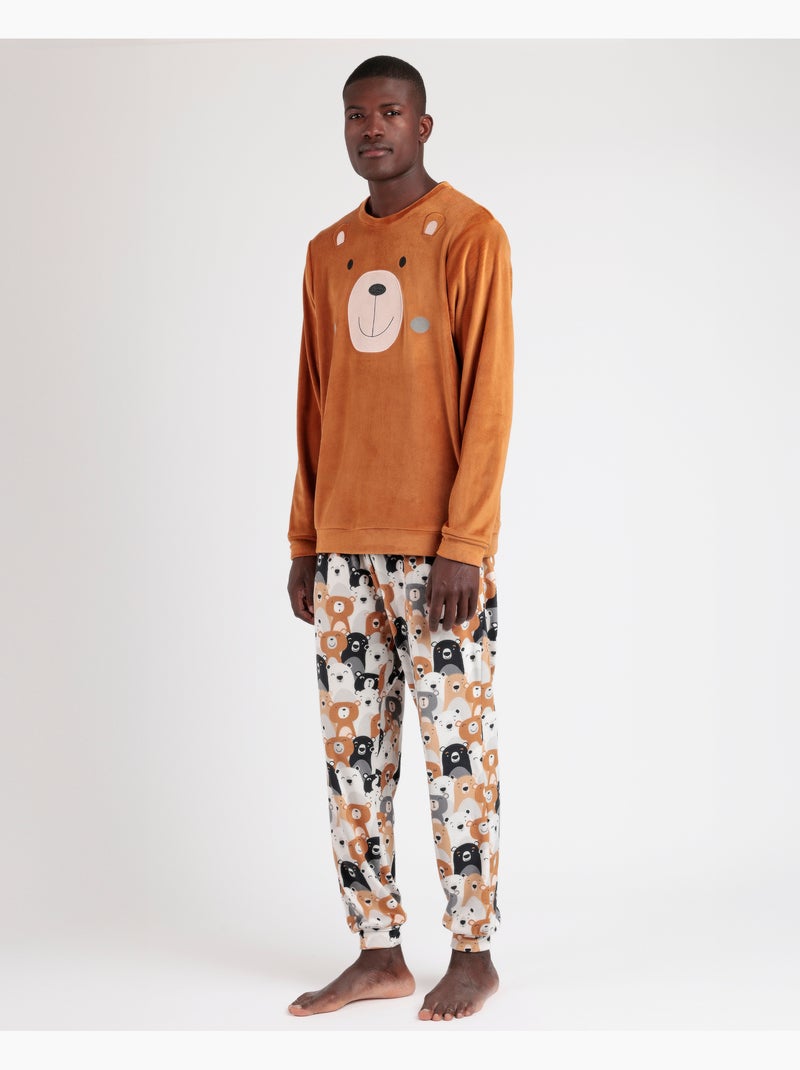 ADMAS Pijama Manga Larga Velvet Family Bear para Hombre Marrón - Kiabi