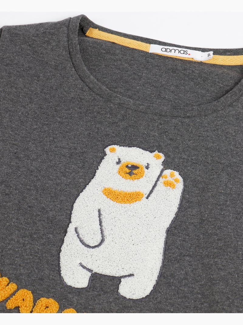 ADMAS Pijama Manga Larga Warm Hugs para Niña Gris jaspeado - Kiabi