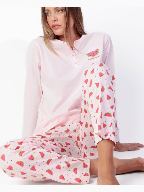 ADMAS Pijama Manga Larga Watermelon para Mujer - Kiabi ADMAS Pijama Manga Larga Watermelon para Mujer - Kiabi
