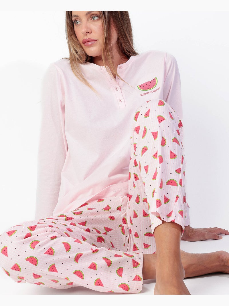 ADMAS Pijama Manga Larga Watermelon para Mujer Rosa - Kiabi