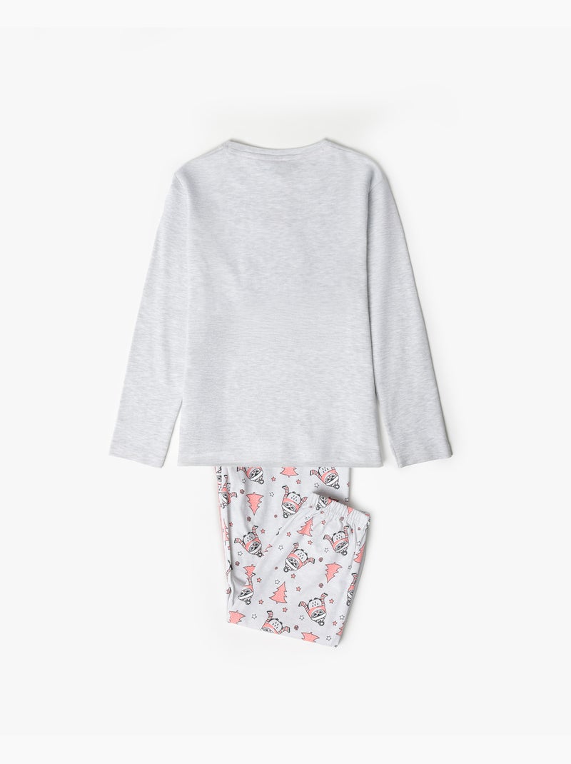 ADMAS Pijama Manga Larga Winter Owl para Niña Gris jaspeado - Kiabi