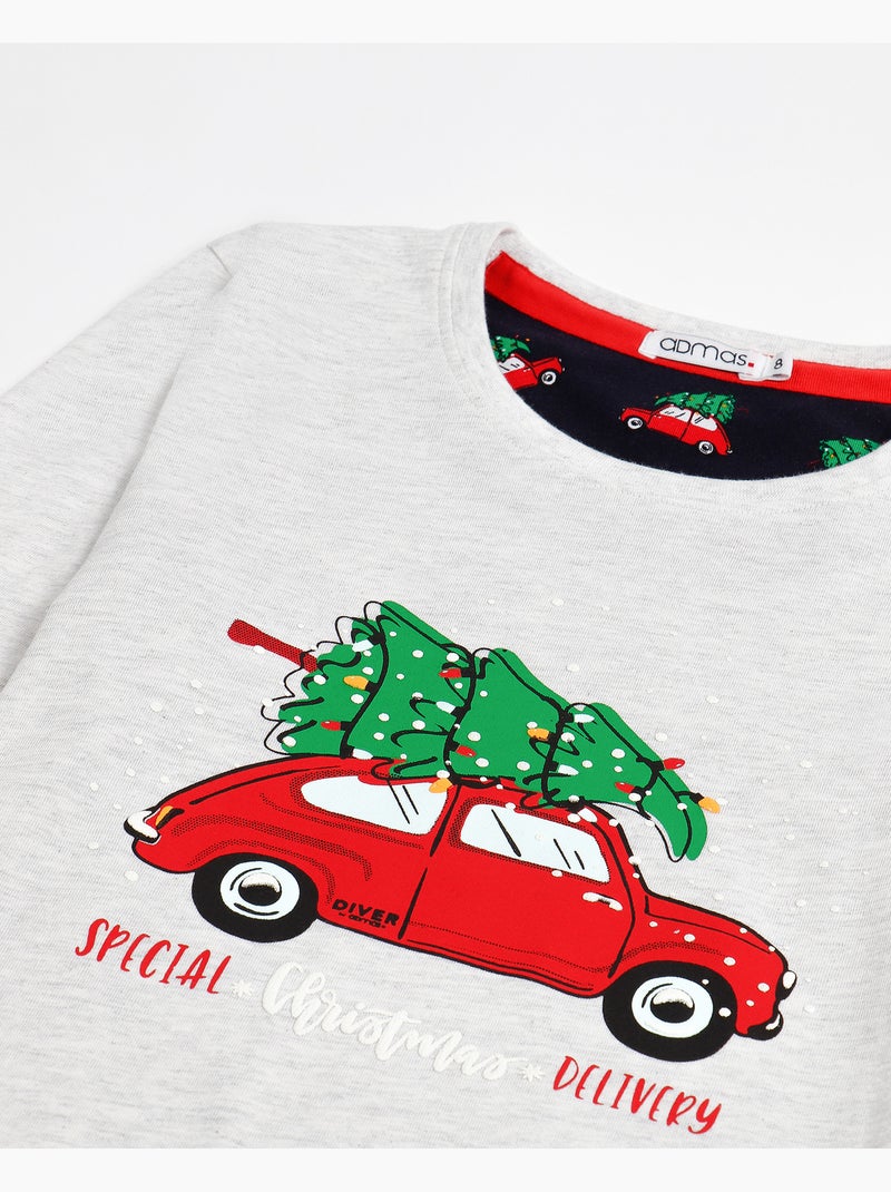 ADMAS Pijama Manga Larga Xmas Tree para Niña Gris jaspeado - Kiabi