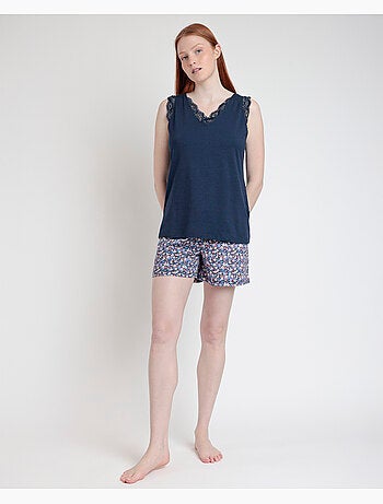 ADMAS Pijama Sin Mangas Blue And Pink Liberty para Mujer