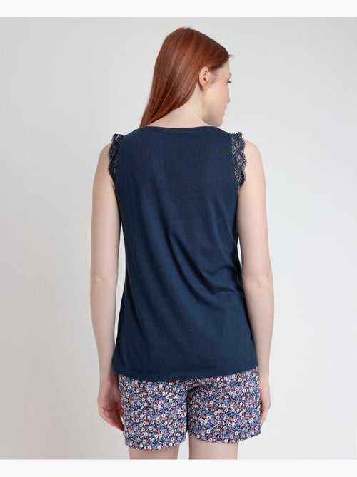 ADMAS Pijama Sin Mangas Blue And Pink Liberty para Mujer - Kiabi ADMAS Pijama Sin Mangas Blue And Pink Liberty para Mujer - Kiabi