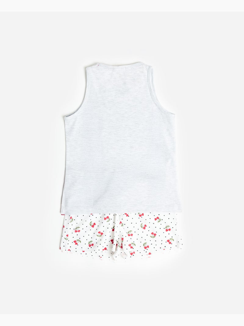 ADMAS Pijama Sin mangas Cherries para Niña Gris jaspeado - Kiabi