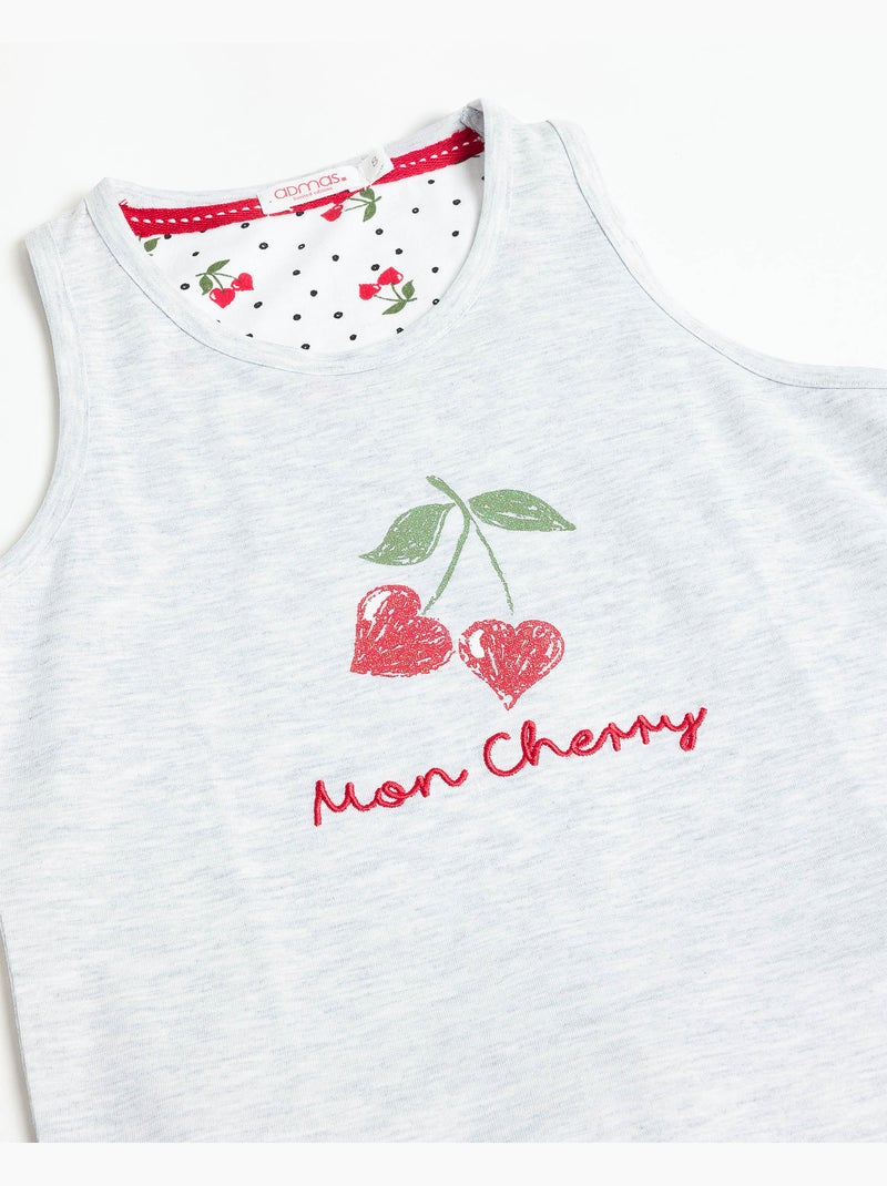 ADMAS Pijama Sin mangas Cherries para Niña Gris jaspeado - Kiabi