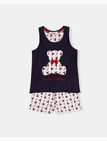 ADMAS Pijama Sin Mangas Cute Teddy para Niña