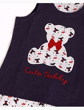 ADMAS Pijama Sin Mangas Cute Teddy para Niña