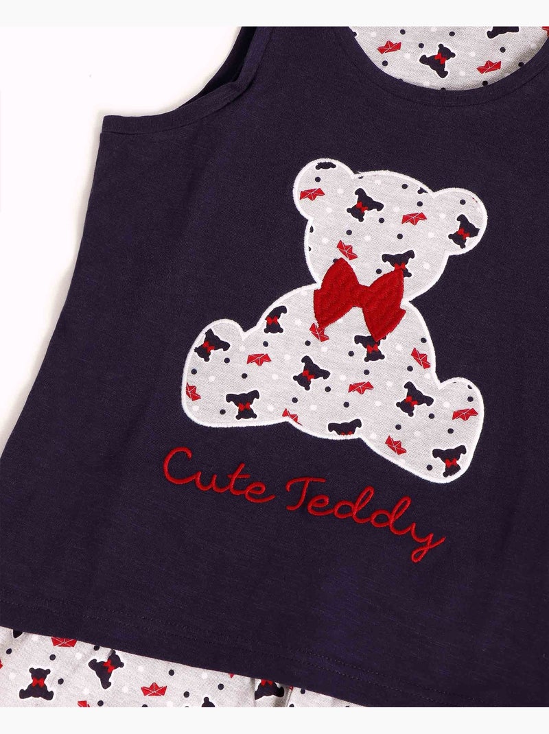 ADMAS Pijama Sin Mangas Cute Teddy para Niña Azul marino - Kiabi