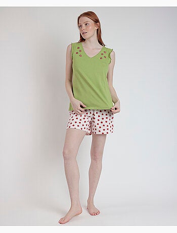 ADMAS Pijama Sin Mangas Strawberry Field para Mujer