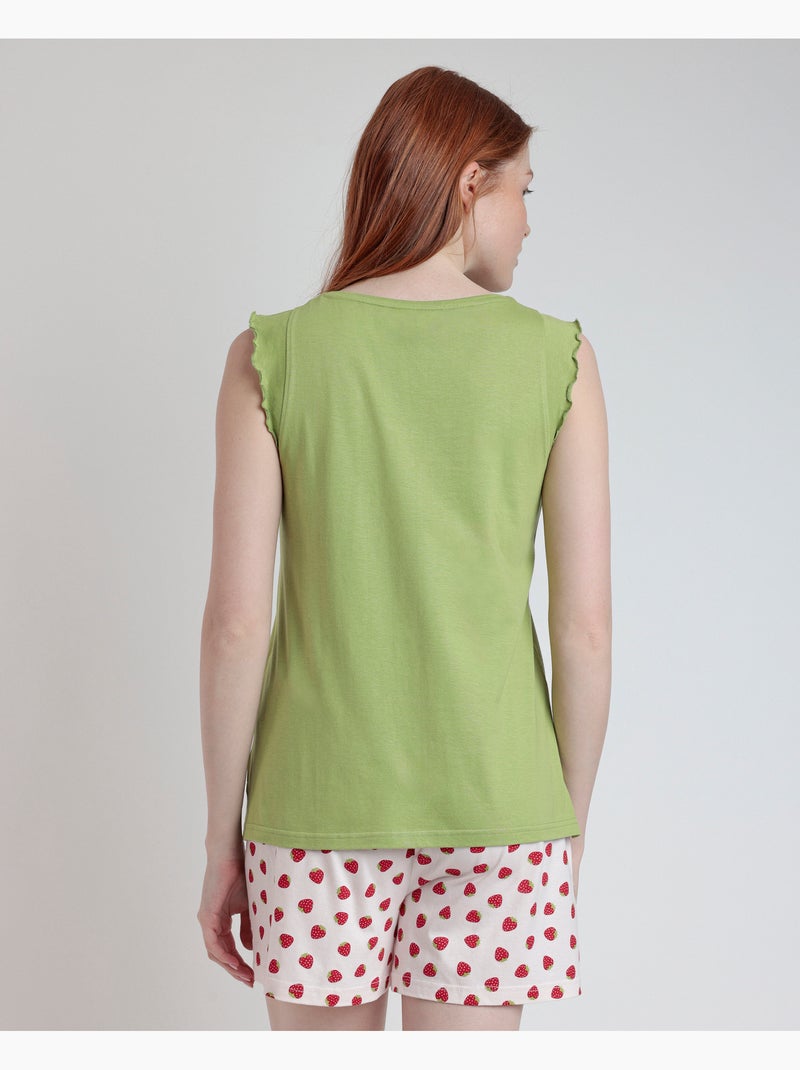 ADMAS Pijama Sin Mangas Strawberry Field para Mujer Verde - Kiabi