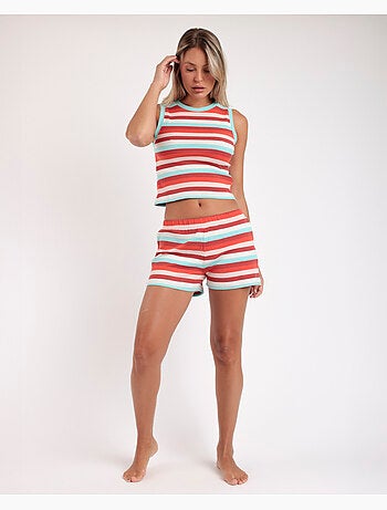 ADMAS Pijama Sin Mangas Stripes Colors para Mujer
