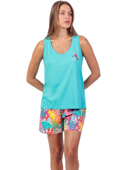 ADMAS Pijama Sin mangas Tropical Summer para Mujer - Kiabi ADMAS Pijama Sin mangas Tropical Summer para Mujer - Kiabi