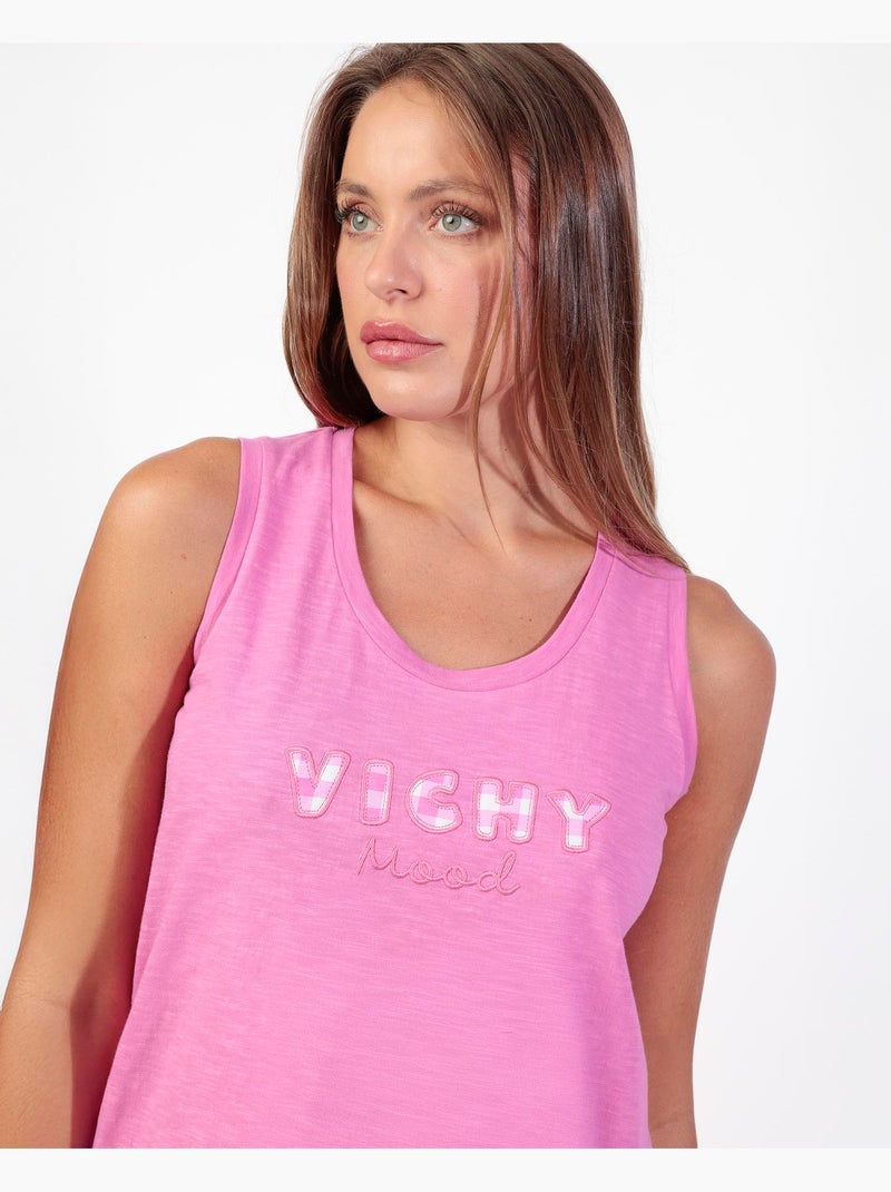 ADMAS Pijama Sin mangas Vichy Mood para Mujer Rosa - Kiabi