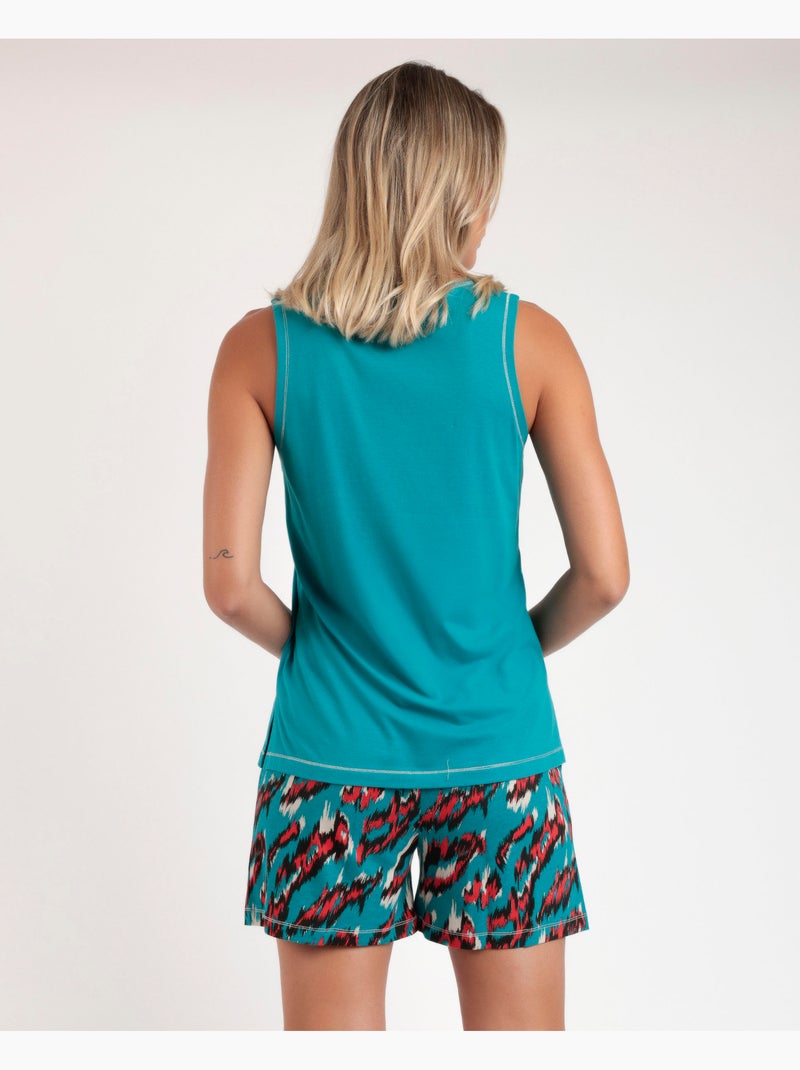 ADMAS Pijama Sin Mangas Wild Safari para Mujer Azul marino - Kiabi