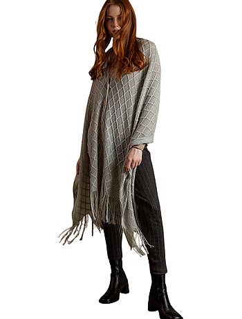 ADMAS Poncho de Punto Abierto Botones Knitted Elegance para Mujer
