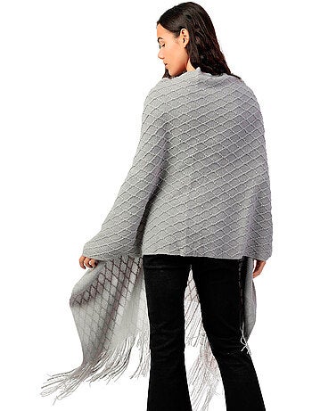 ADMAS Poncho de Punto Abierto Botones Knitted Elegance para Mujer