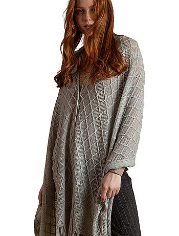 ADMAS Poncho de Punto Abierto Botones Knitted Elegance para Mujer