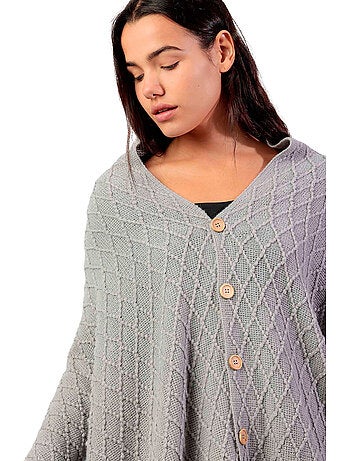 ADMAS Poncho de Punto Abierto Botones Knitted Elegance para Mujer