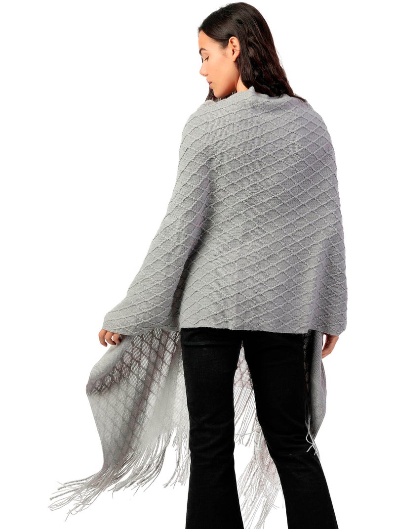 ADMAS Poncho de Punto Abierto Botones Knitted Elegance para Mujer Gris - Kiabi