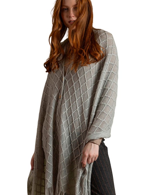 ADMAS Poncho de Punto Abierto Botones Knitted Elegance para Mujer - Kiabi