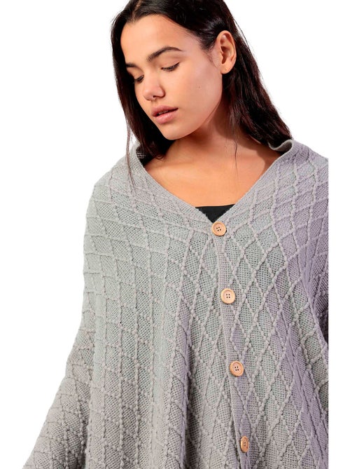 ADMAS Poncho de Punto Abierto Botones Knitted Elegance para Mujer - Kiabi