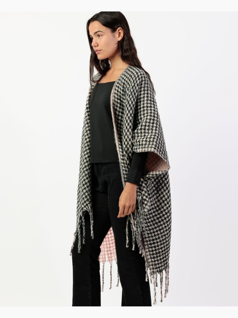 ADMAS Poncho de Punto Abierto Doble Cara Trendy Layers para Mujer Gris - Kiabi