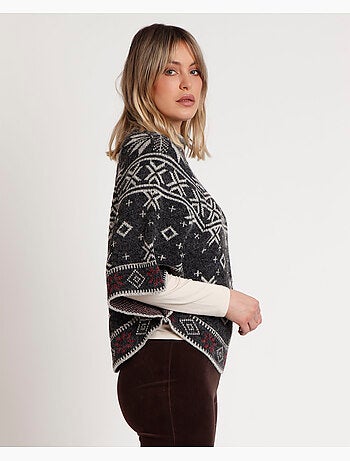 ADMAS Poncho de Punto Cenefa Snow para Mujer