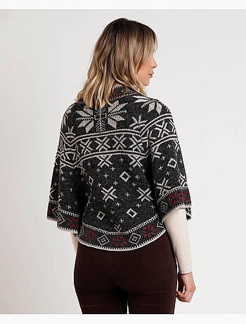 ADMAS Poncho de Punto Cenefa Snow para Mujer