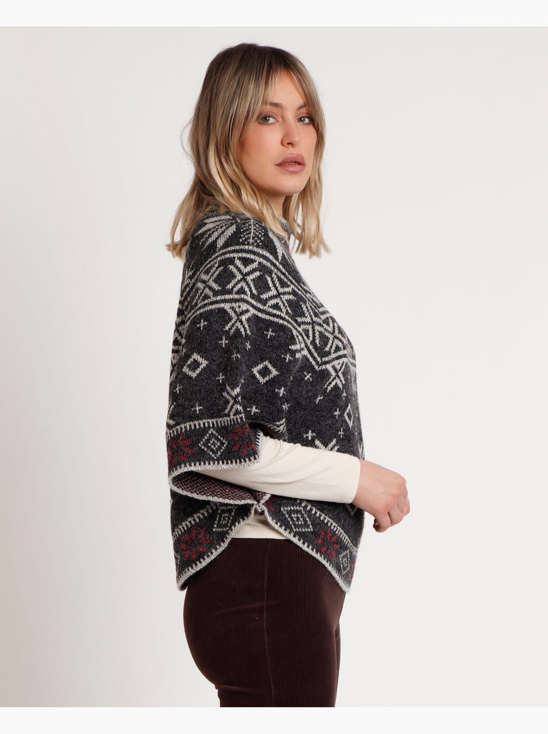 ADMAS Poncho de Punto Cenefa Snow para Mujer Gris - Kiabi