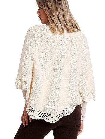 ADMAS Poncho de Punto Liso Romantic para Mujer