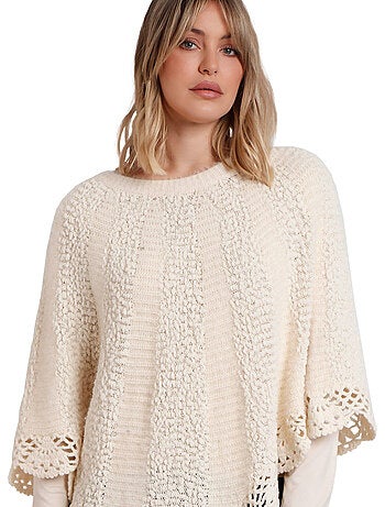 ADMAS Poncho de Punto Liso Romantic para Mujer
