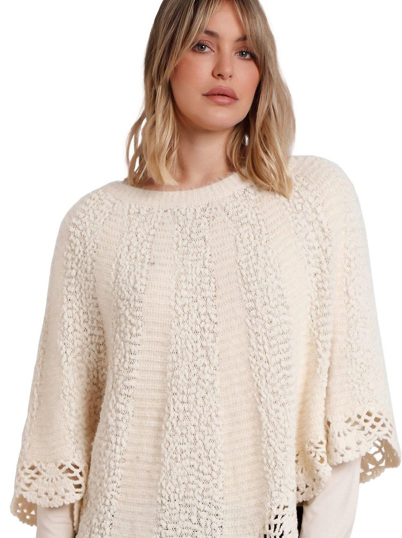 ADMAS Poncho de Punto Liso Romantic para Mujer Crudo - Kiabi