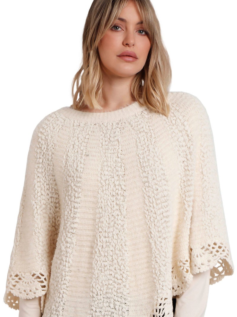 ADMAS Poncho de Punto Liso Romantic para Mujer Crudo - Kiabi