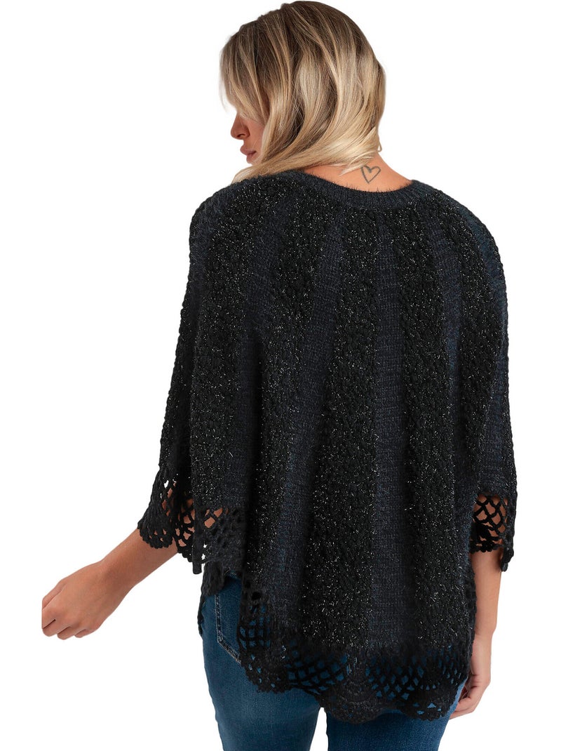 ADMAS Poncho de Punto Liso Romantic para Mujer Negro - Kiabi