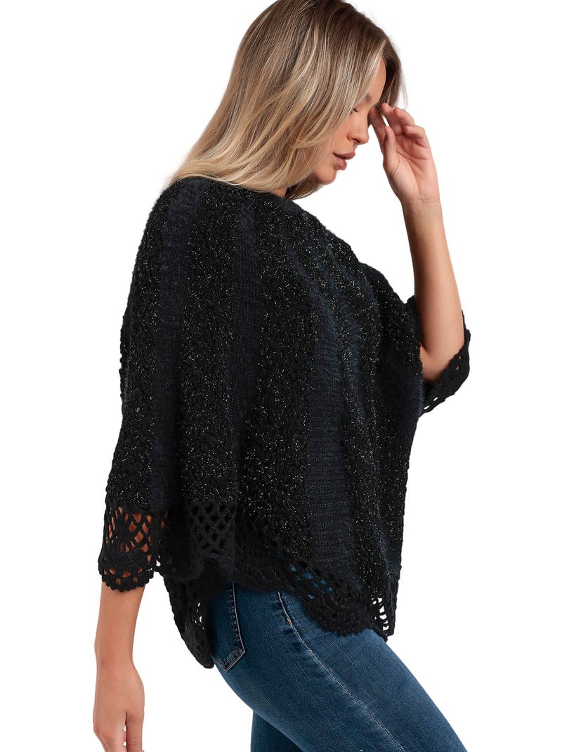 ADMAS Poncho de Punto Liso Romantic para Mujer Negro - Kiabi