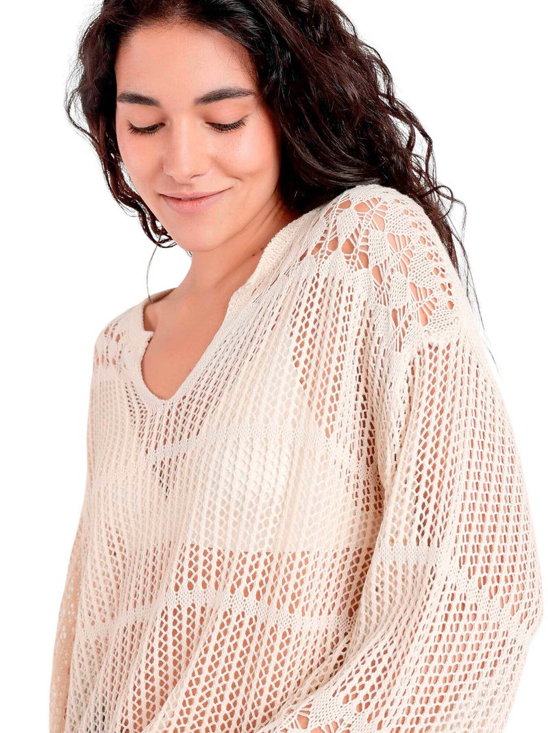 ADMAS Sueter Crochet para Mujer Beige - Kiabi