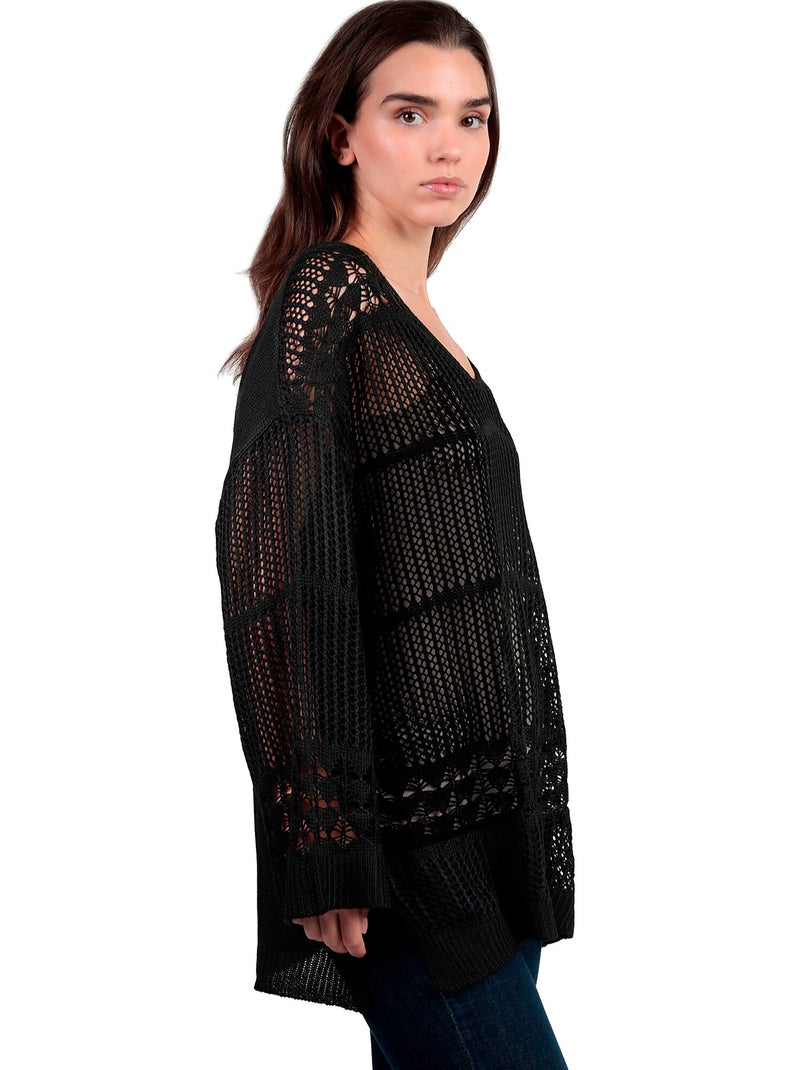 ADMAS Sueter Crochet para Mujer Negro - Kiabi