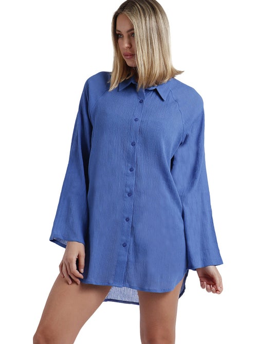 ADMAS Vestido Camisero Manga Larga Playa para Mujer - Kiabi ADMAS Vestido Camisero Manga Larga Playa para Mujer - Kiabi