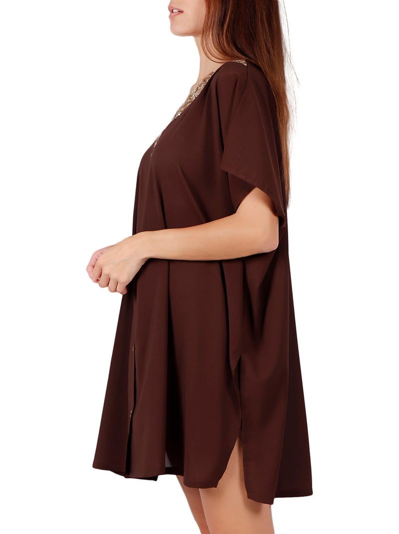 ADMAS Vestido Kafkano Bright Sequins para Mujer Marrón chocolate - Kiabi